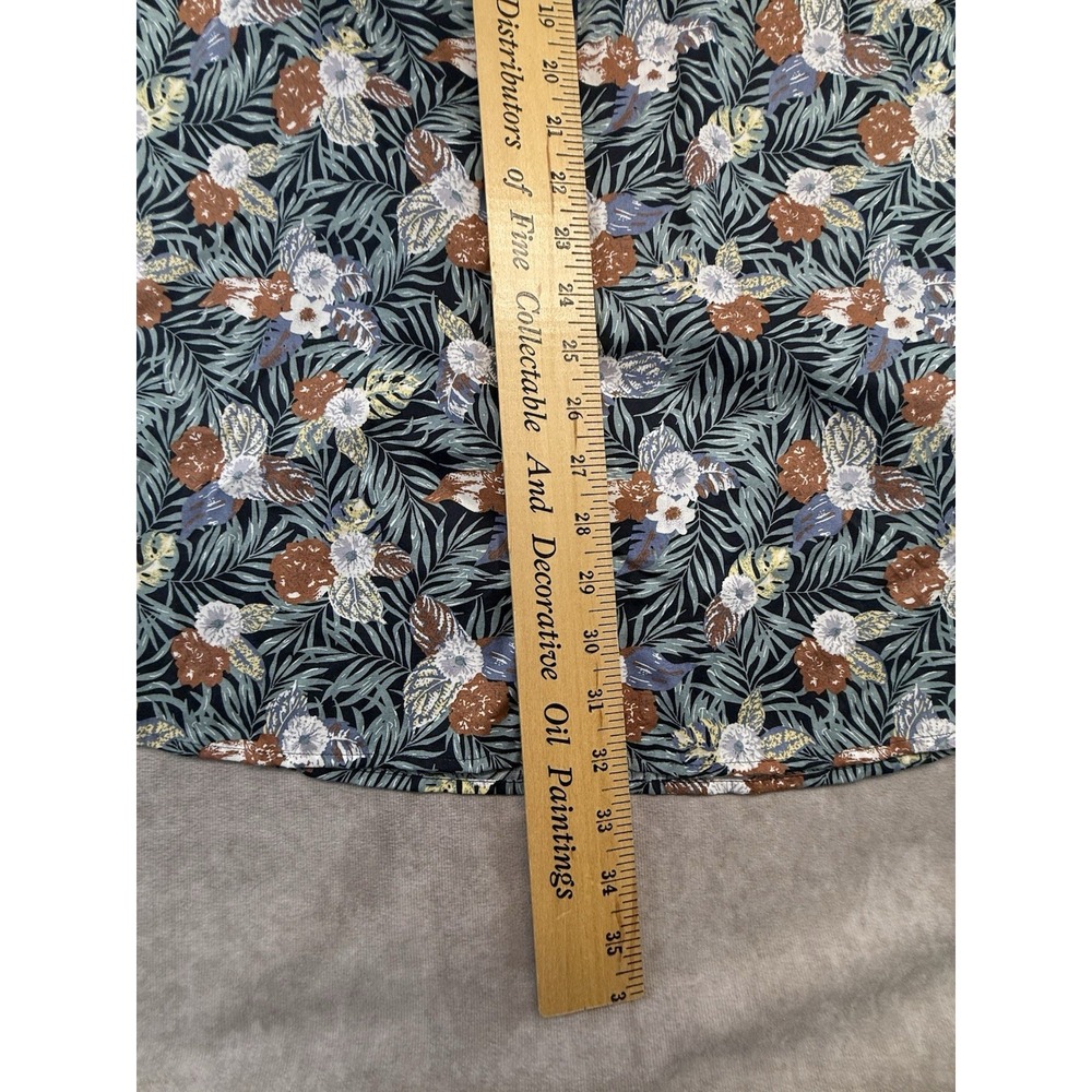 Thomas Dean Collection Mens XXL Blue Floral Stretch Short Sleeve Button Up Shirt - Picture 9 of 9